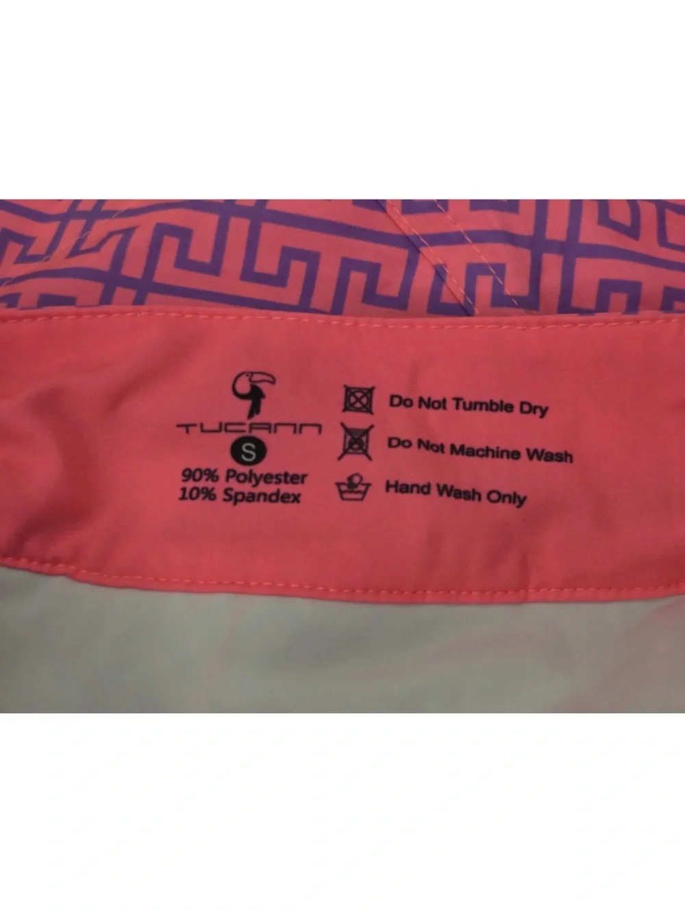 Tucann Coral Pink Swim Trunks Liner Geometric Pockets 3” Size Small Mens